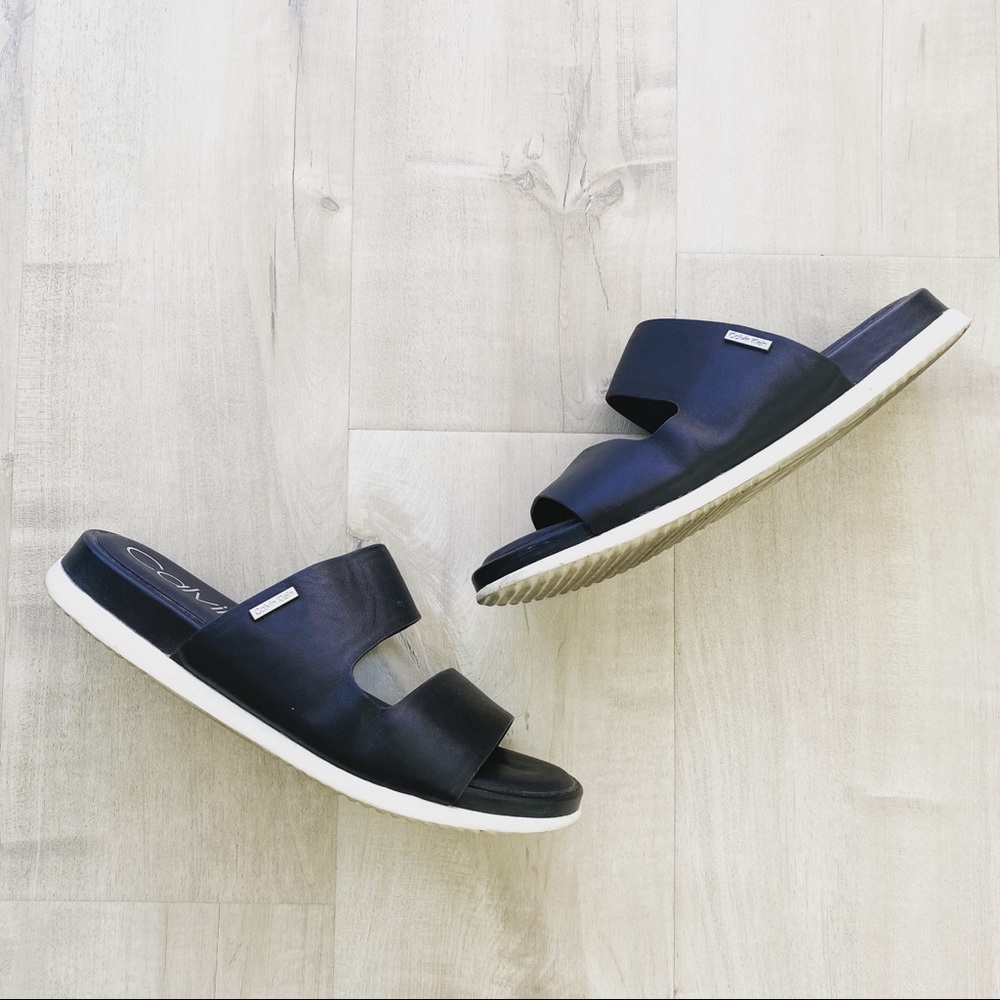 Calvin Klein Diona Leather Slides/Sandals